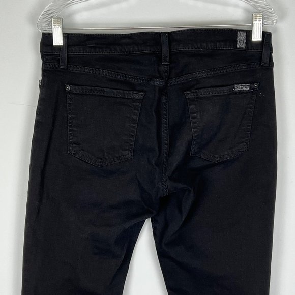 7 For All Mankind Womens Gwenevere Ankle Skinny Jeans Black Raw Step Hem size 30 - Picture 8 of 14